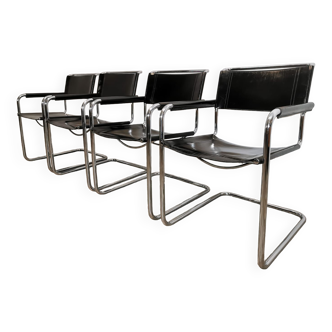 Mid-century chromed leather chairs