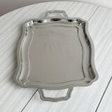 Shiny stainless steel plate.