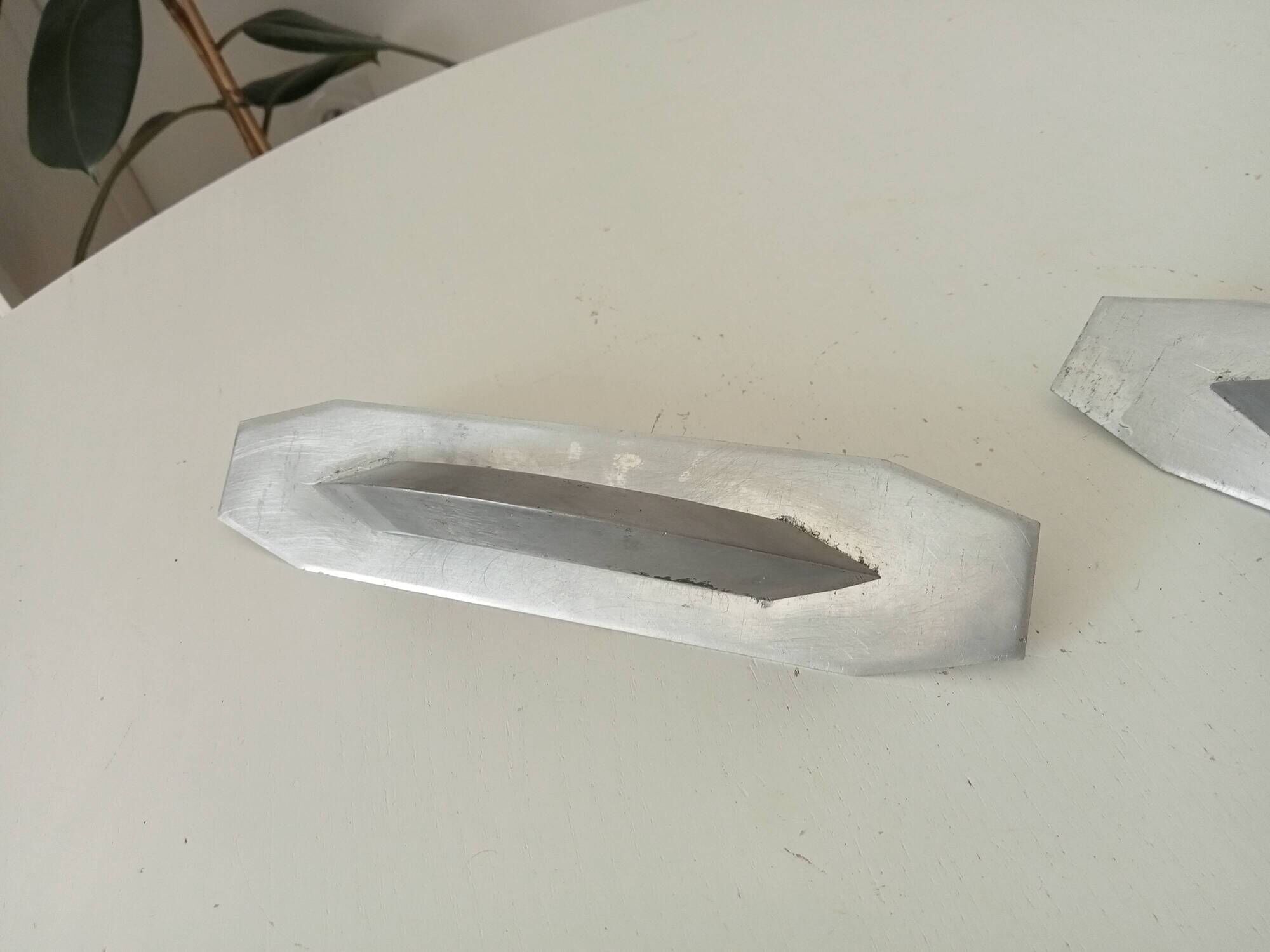 Pair of vintage brushed aluminum furniture handles