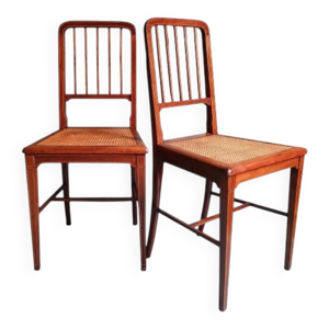 Paire de chaises cannées - acajou
