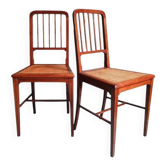 Paire de chaises cannées en acajou massif, vers 1930