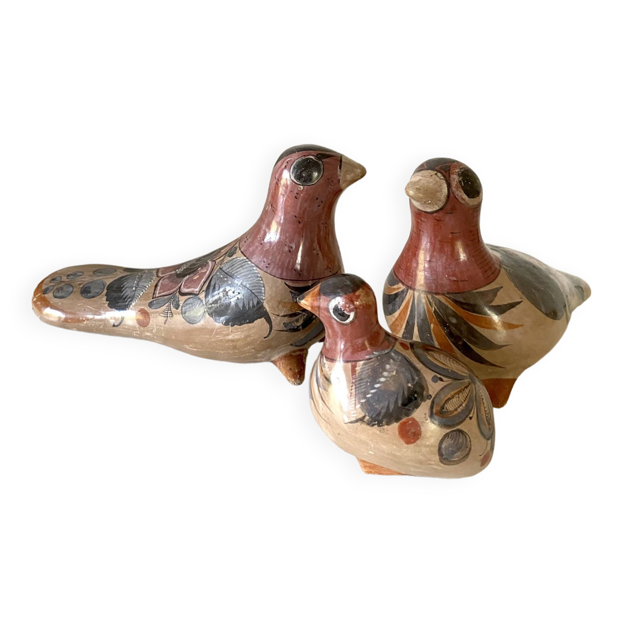 Tonala bird trio, Mexican ceramic