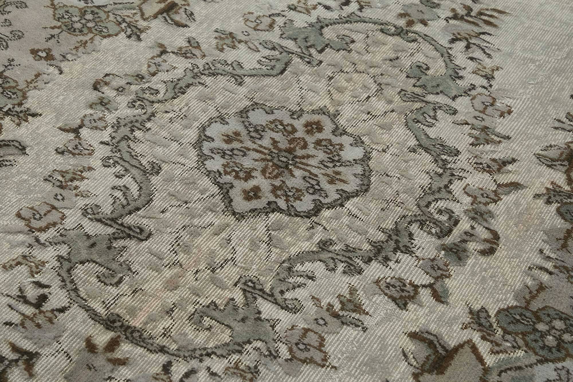 Overdyed Wool Vintage Handmade Carved Rug 183 cm x 293 cm