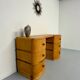 Old beech desk in art deco style with drawer, vintage 60s