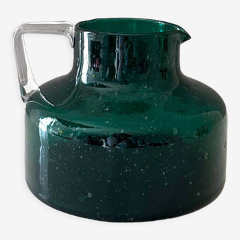 Pichet en verre vert, années 70, design scandinave