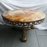 Table basse en laiton marbre et onyx