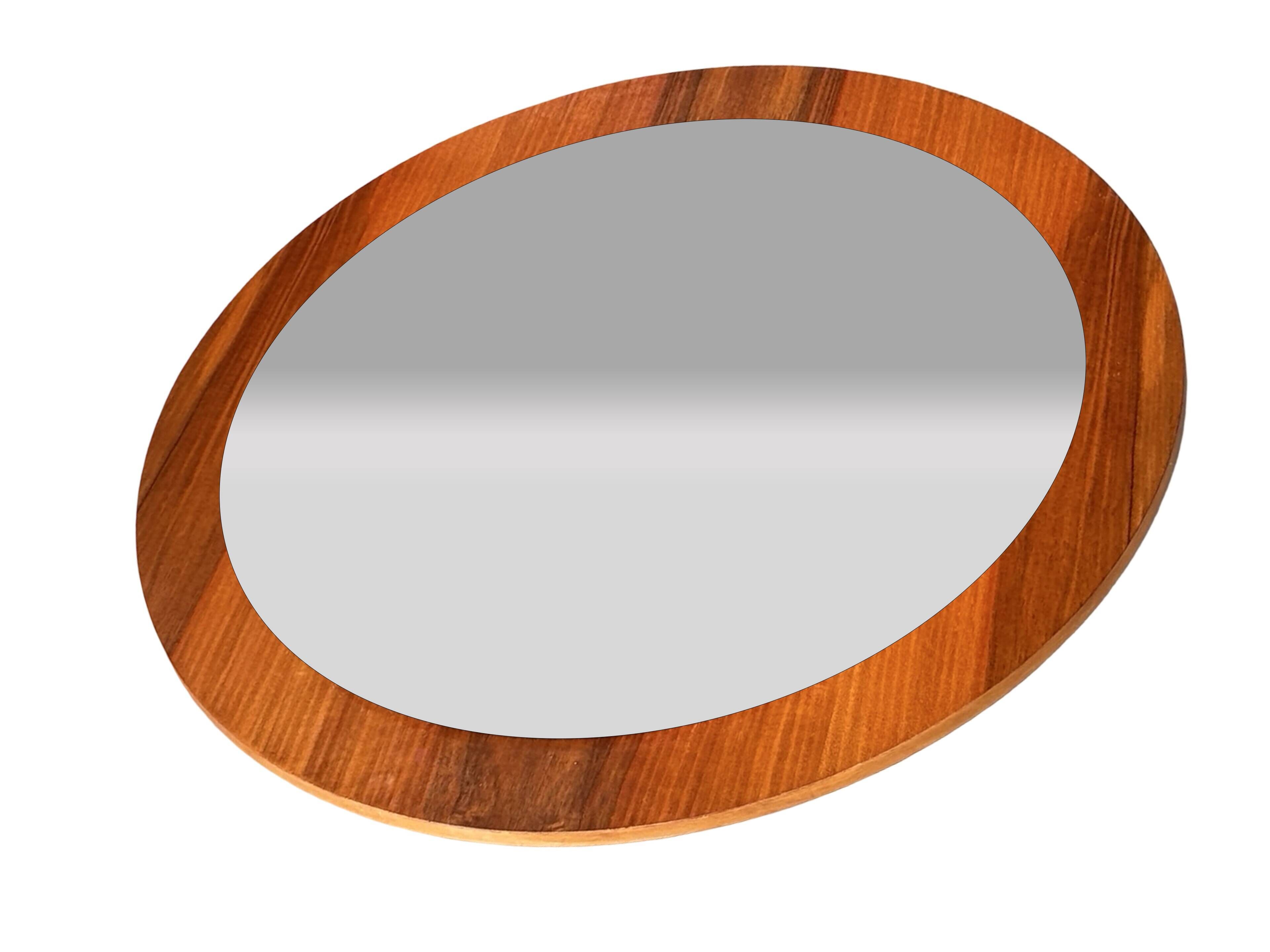 Vintage Round teak wall mirror 1970s wall mirror