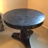 Large mahogany and marble empire pedestal table