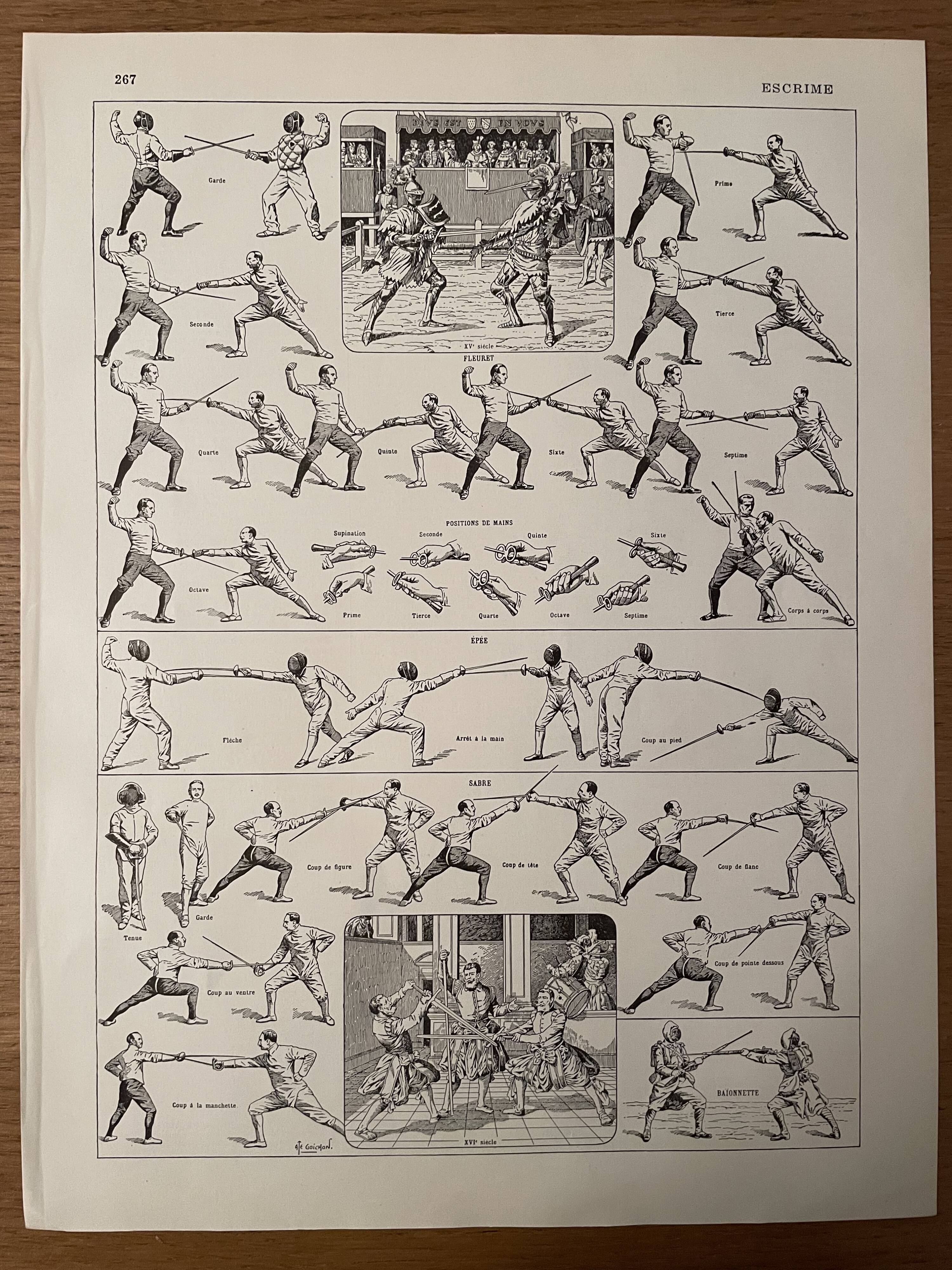 Lithograph engraving on fencing of 1928