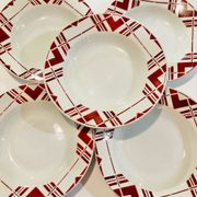 5 hollow earthenware plates burgundy ceranord St Amand