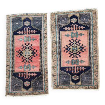 Set of 2 vintage handmade Turkish rugs 45x86 cm