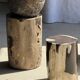 Brown and black petrified wood side table H35 D27 - 3333