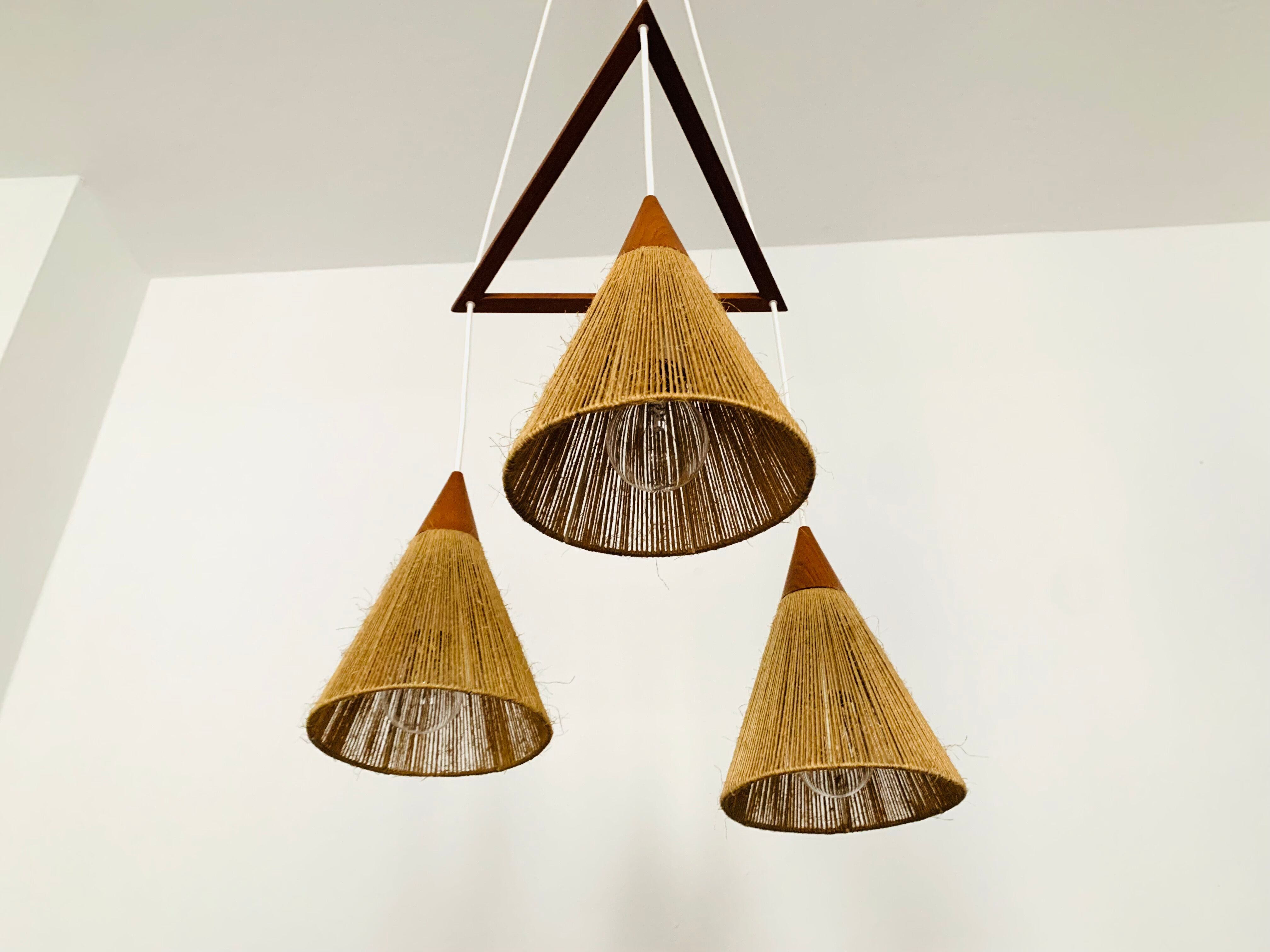 Teakwood and Sisal Cascading Lamp by Temde