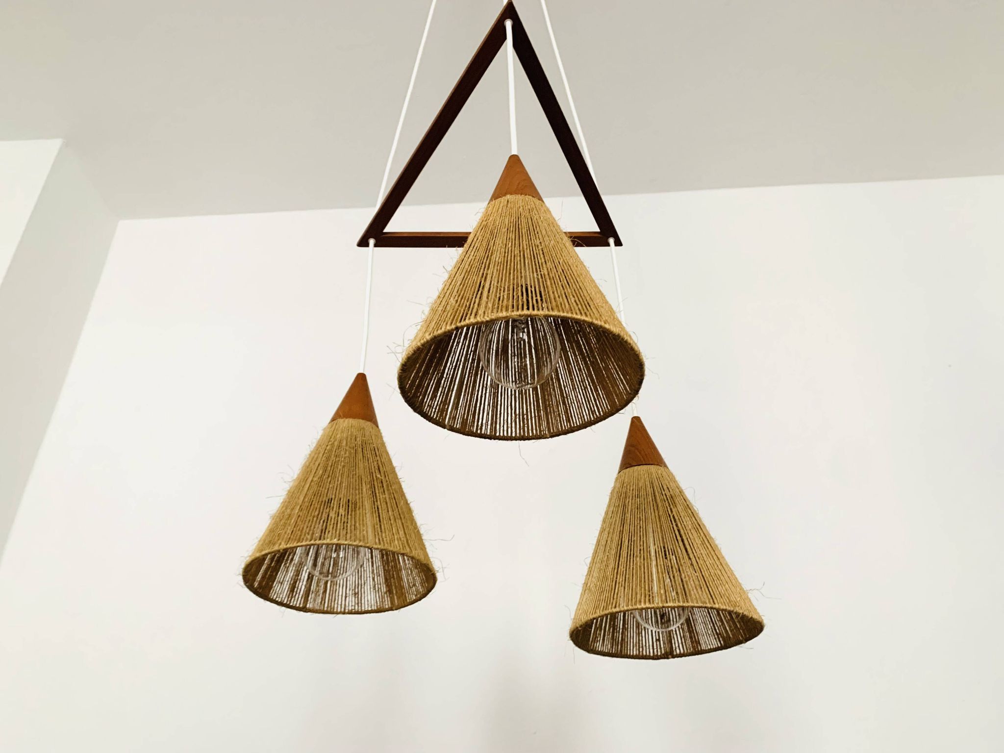 Teakwood and Sisal Cascading Lamp by Temde