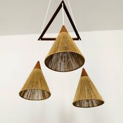 Teakwood and Sisal Cascading Lamp by Temde