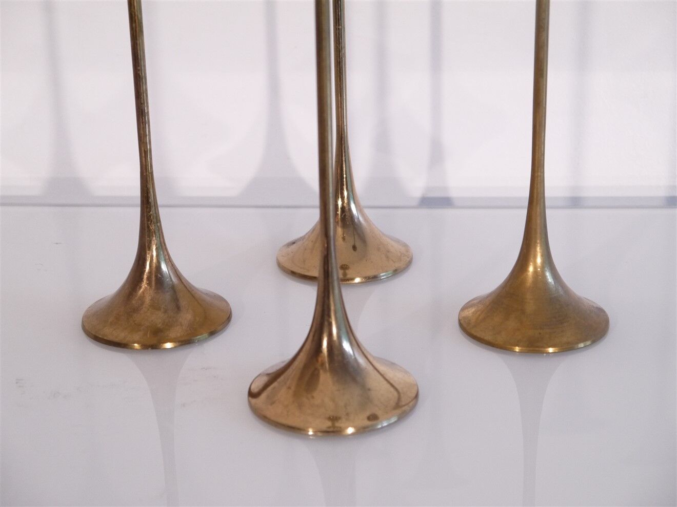 Lot of 4 Scandinavian brass candlesticks 1970