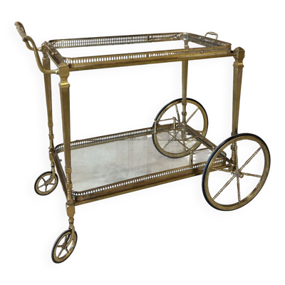 Chariot desserte bar roulant en laiton et bronze circa 1960