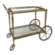 Rolling bar cart in brass and bronze circa 1960