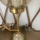 2 round globe amber glass bedside table lamps