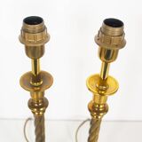 Paire de lampes de table à colonne en laiton vintage par Kullmann