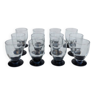 12 Art Deco glass goblets by Daum Nancy.