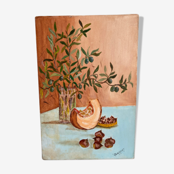 Huile sur toile nature morte