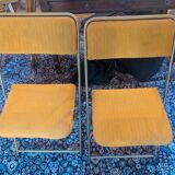 Paire de chaises opéra Lafuma en velours jaune