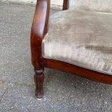 Imperial armchair in mahogany and grey velvet from the 19th century