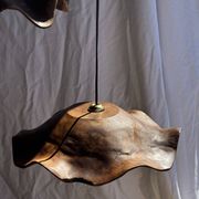 Moyenne suspension feuille plate ondulée en teck fleur lisse D:40