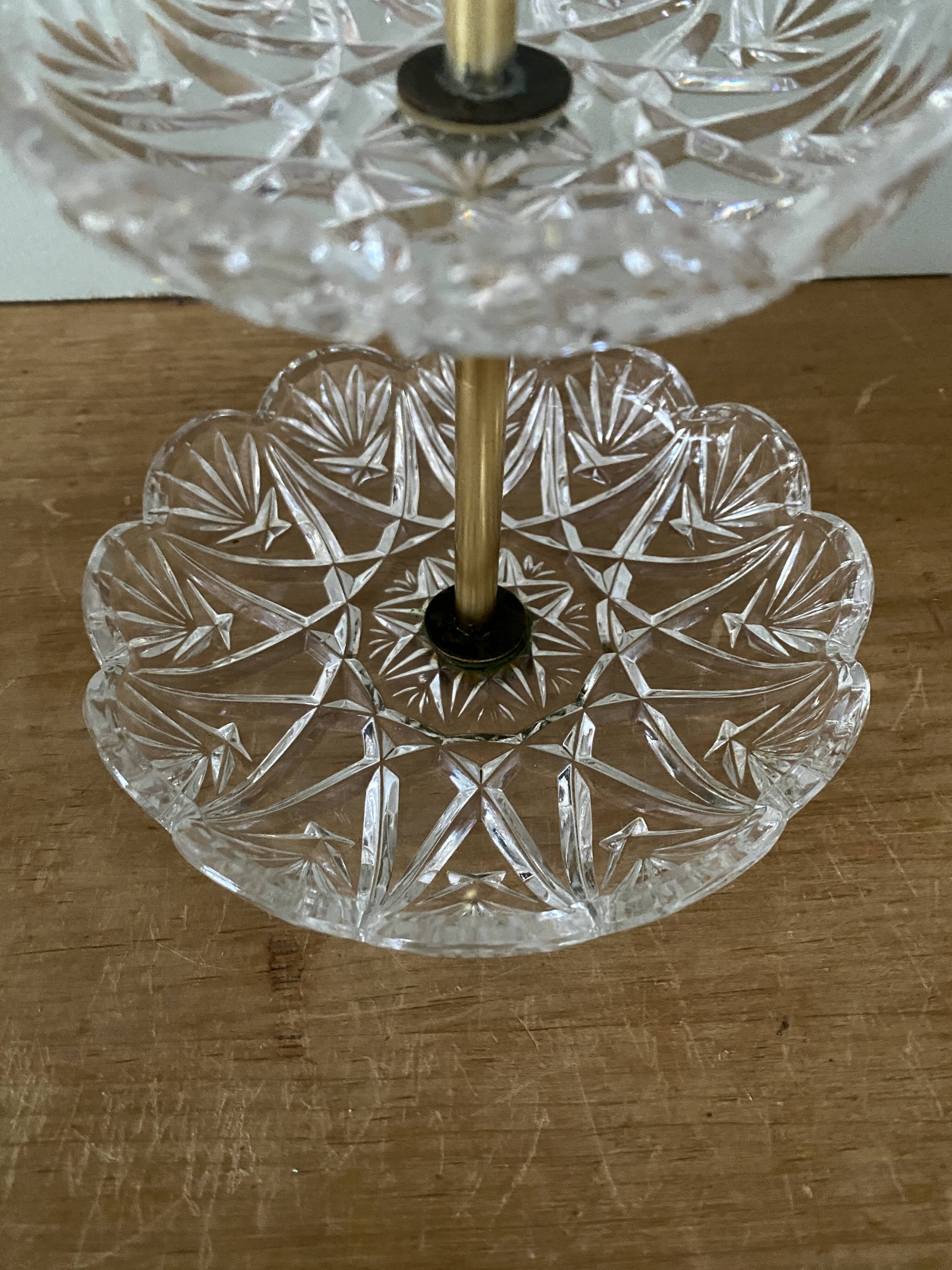Servant or vintage jewelry holder in glass and brass