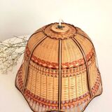Vintage woven wicker pendant light