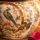 Vintage Japanese cache-pot in porcelain – bird and flower decoration – handmade