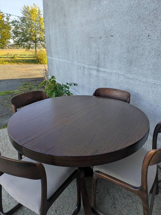 Round table with butterfly extensions