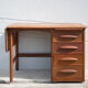 American wood desk, desk with drawers and folding extension, 50s