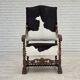 1950s, Danish highback armchair, genuine cowhide, oak wood.