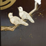 Chinese furniture XXth Red lacquer Decor of branches and birds