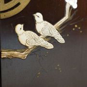 Chinese furniture XXth Red lacquer Decor of branches and birds