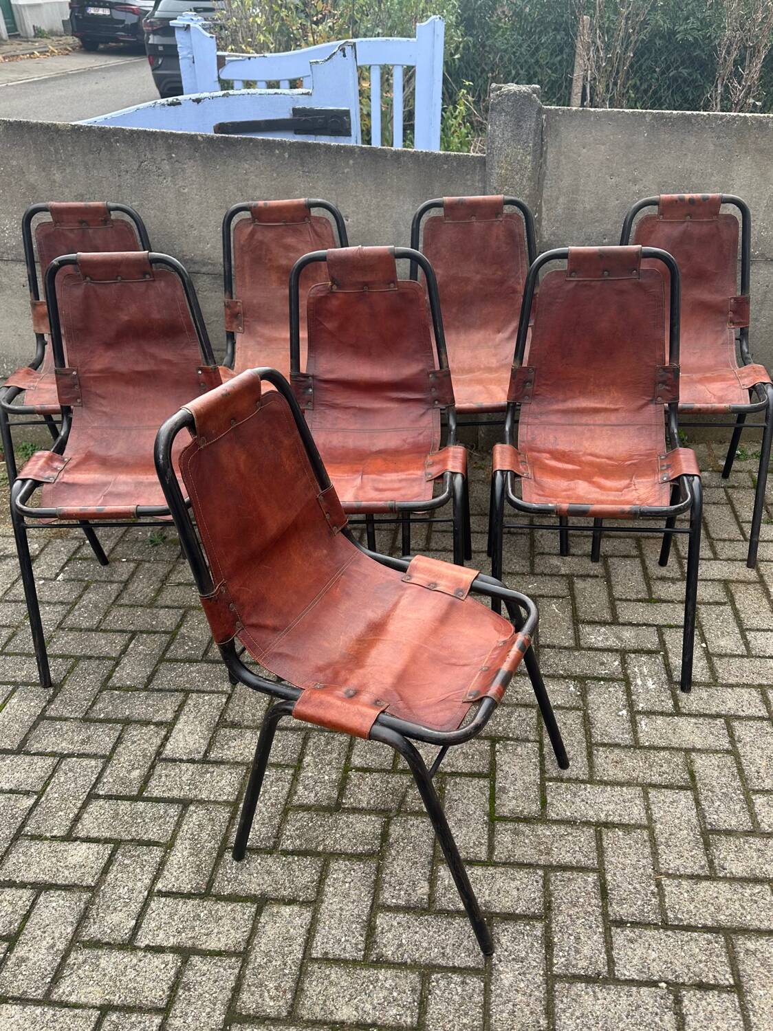 8 authentic "Les Arcs" chairs by Charlotte Perriand - 1960s