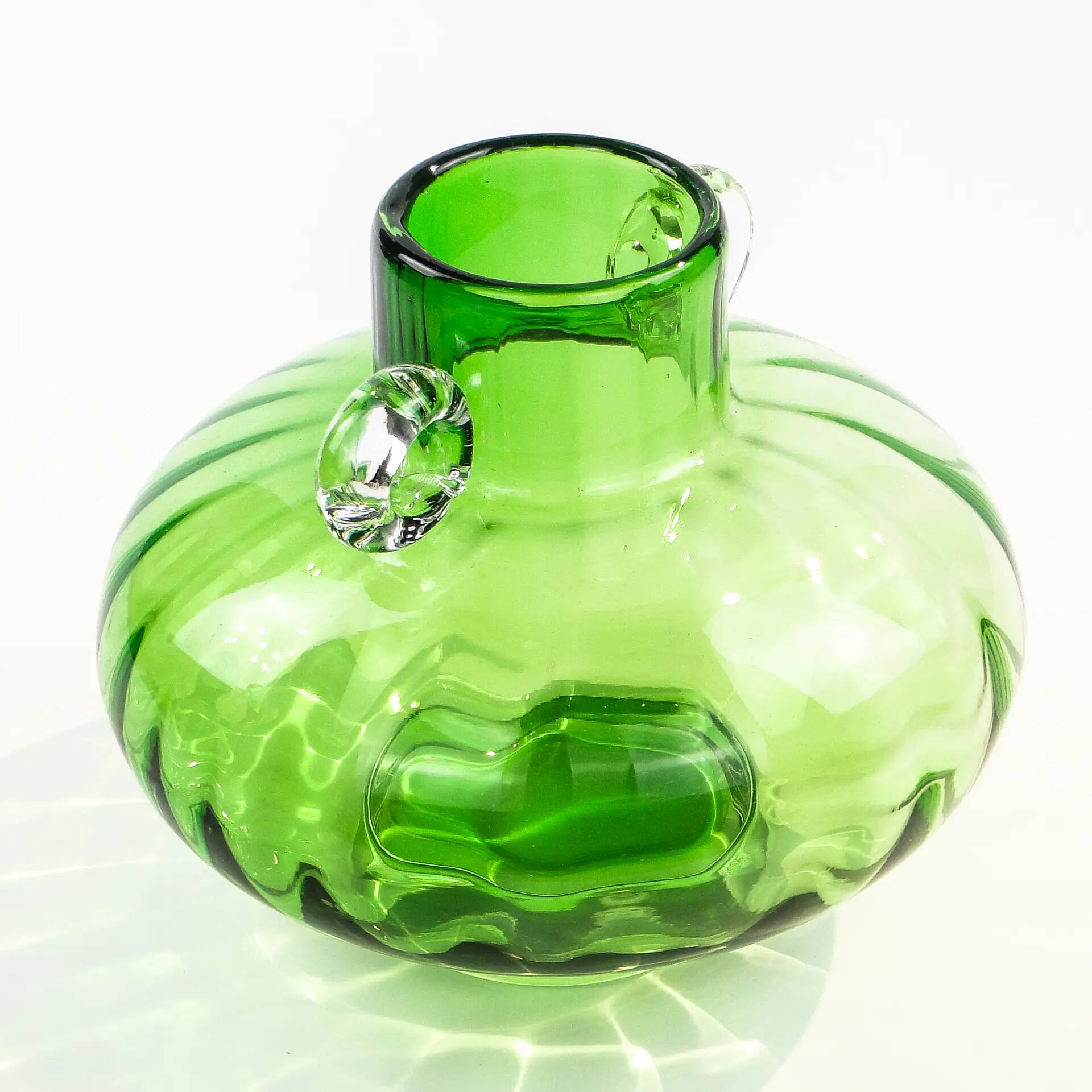 Mid-century modern vase, turquoise glass, Poland, 1970s
