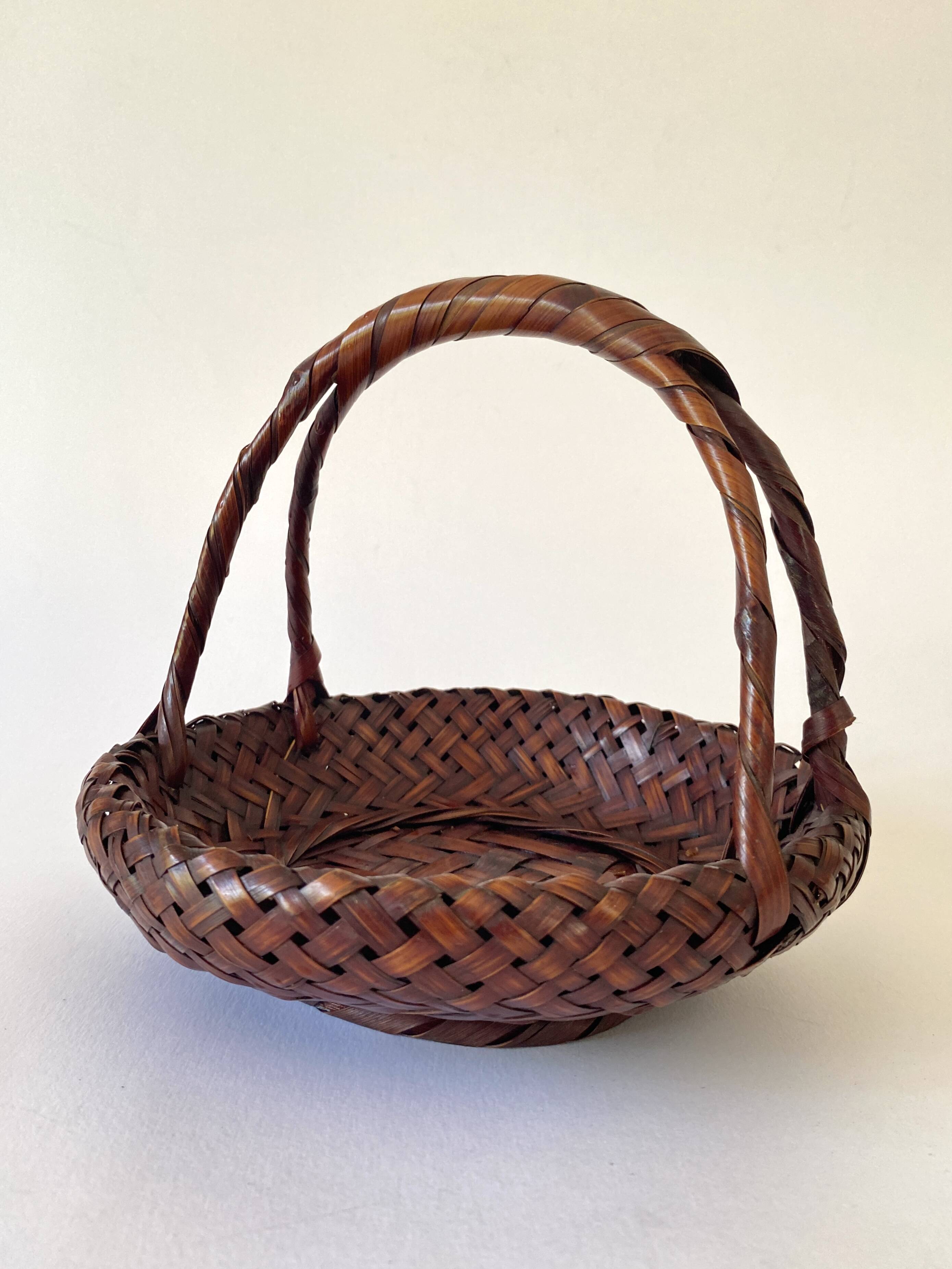 Japanese Ikebana basket, woven bamboo, 1960