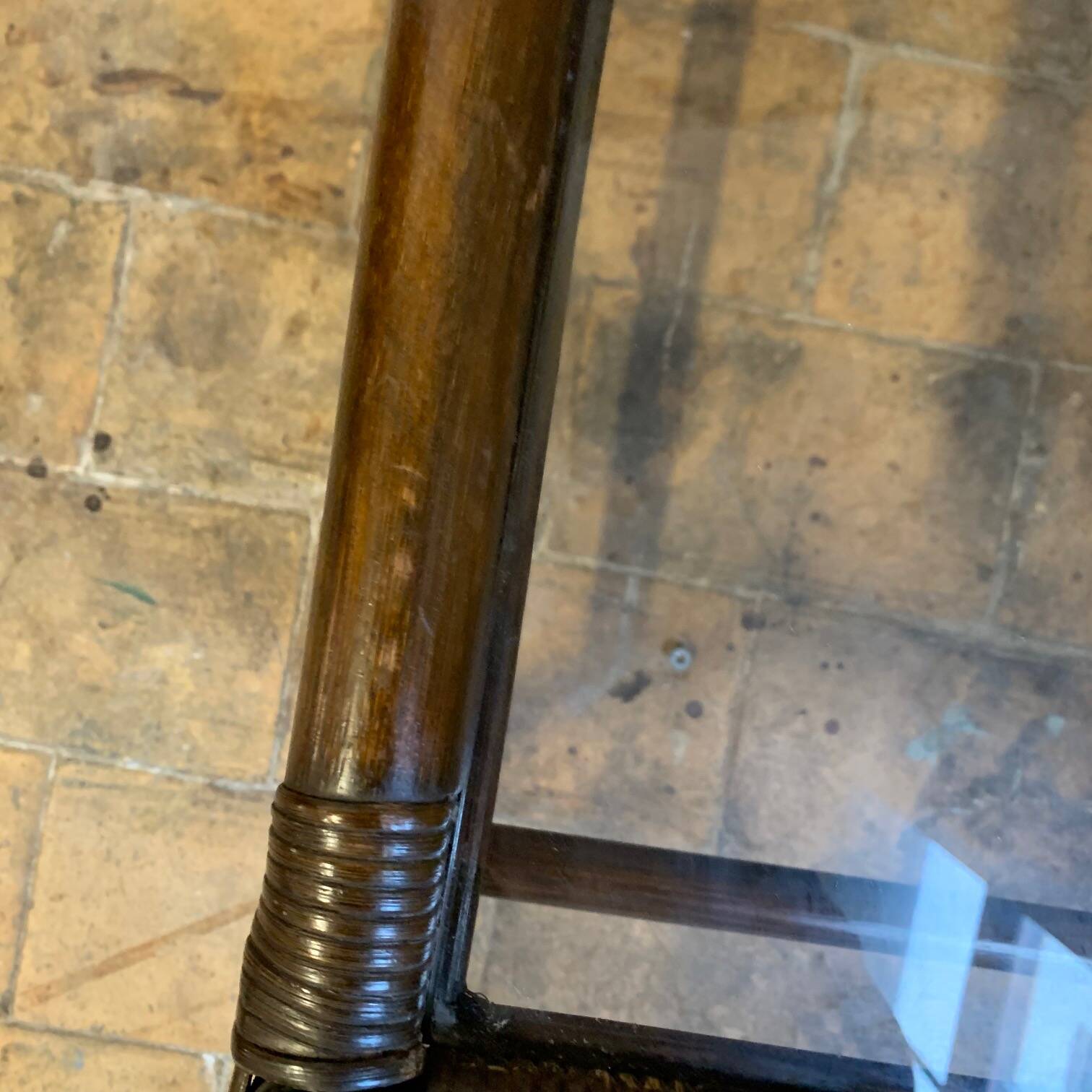 1970s bamboo coffee table with integrated magazine rack