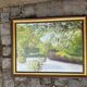 Oil painting on canvas, landscape of the Seine, 75x56cm.