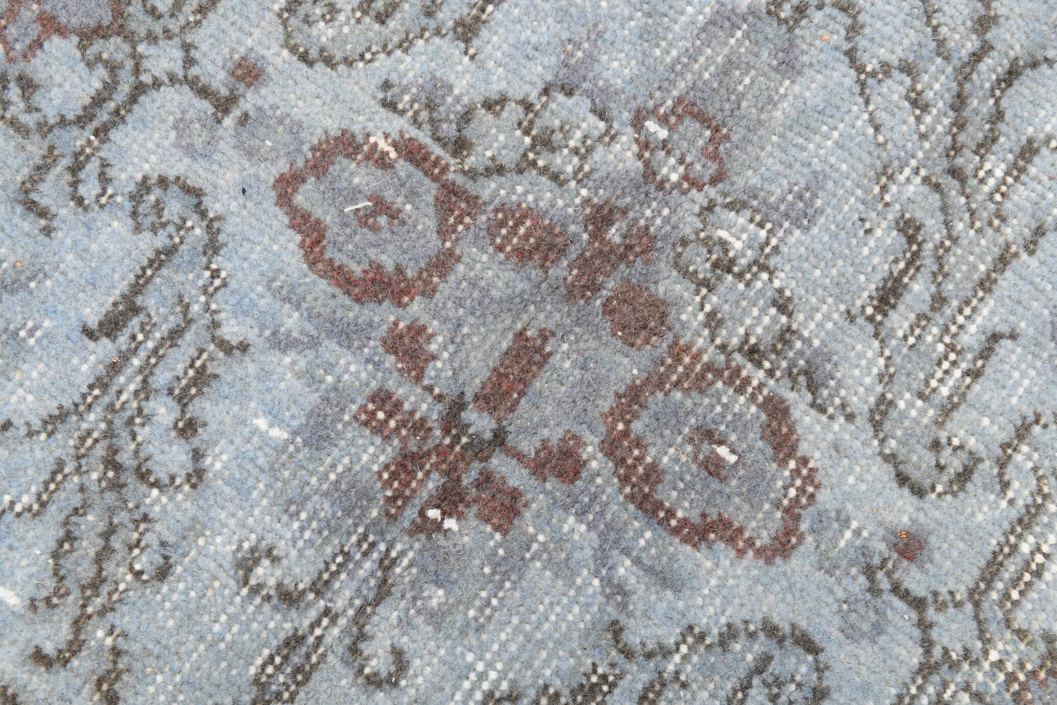 6x10 Rug For Living Room Bordered Blue Turkish Vintage Area Rug, 184x301Cm SK 1512