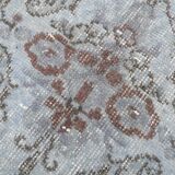 6x10 Rug For Living Room Bordered Blue Turkish Vintage Area Rug, 184x301Cm SK 1512