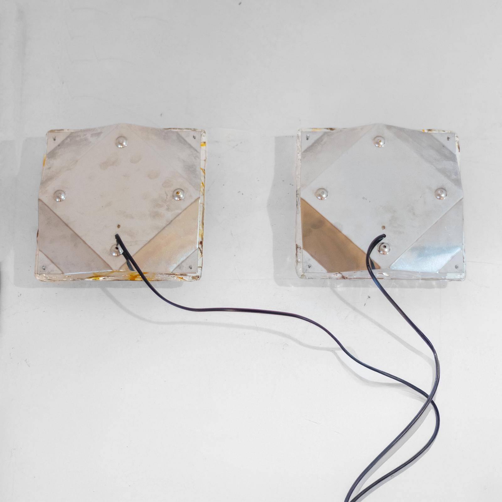 1970s Pair of “Diamante” Murano Glass Wall Sconces by Mazzega