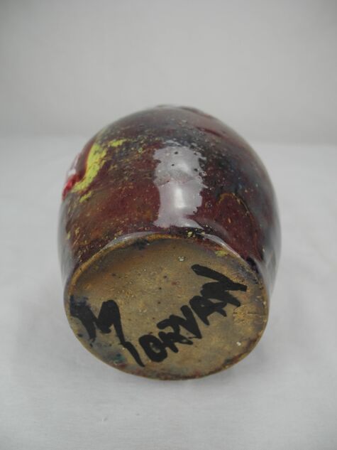 Antique Morvan flamed stoneware art deco vase
