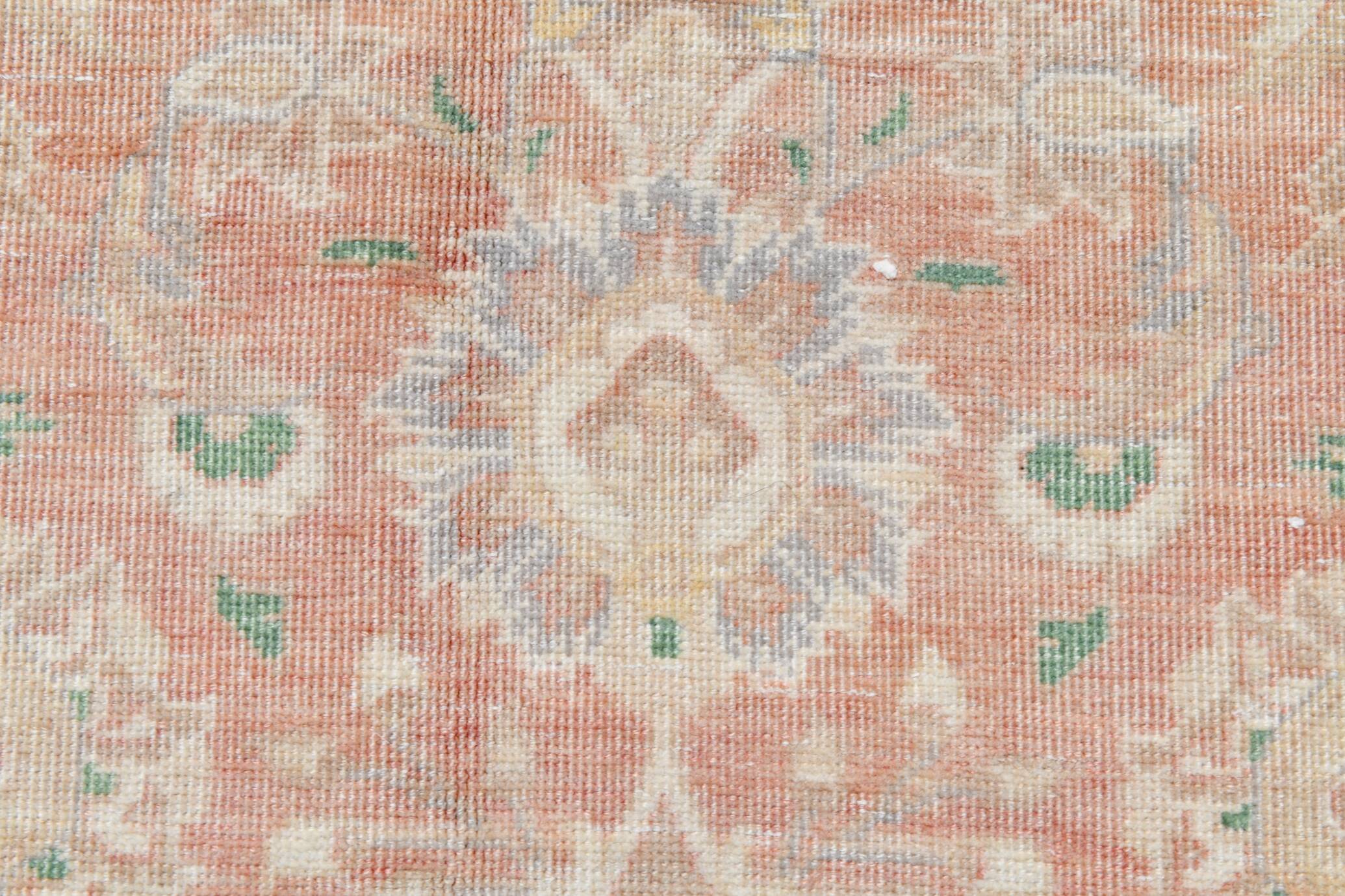 9x13 Blush Pink Vintage Persian Rug, Handmade Luxury Decor, 283x408 Cm