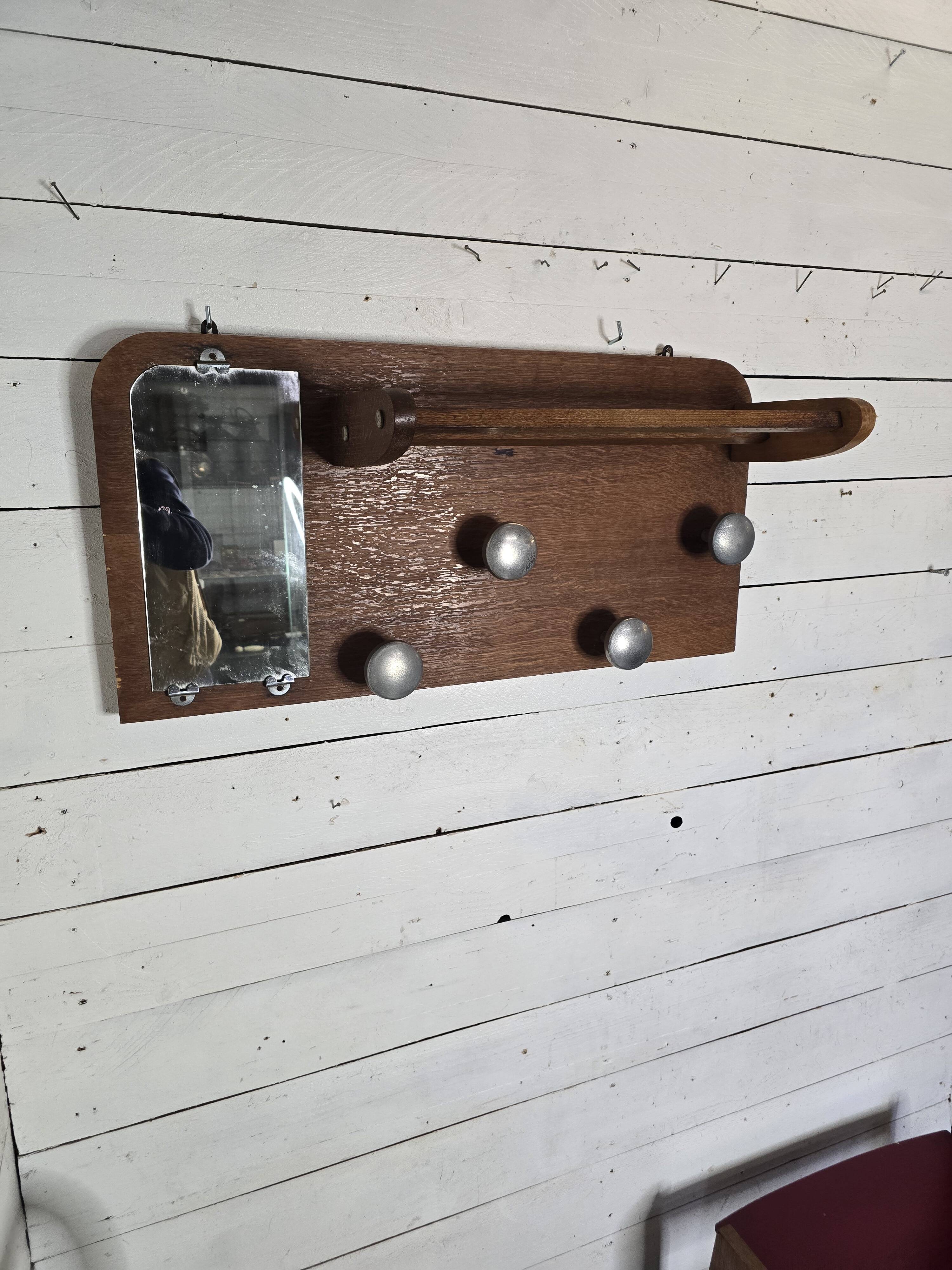 Vintage 60s oak coat rack