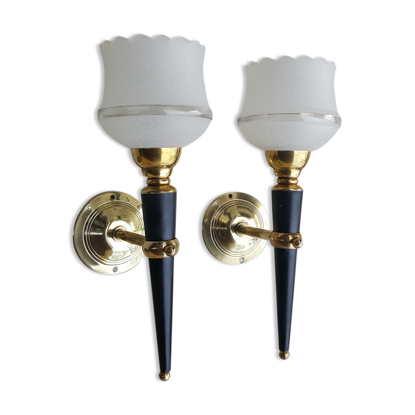 Pair of 60s vintage brass sconces