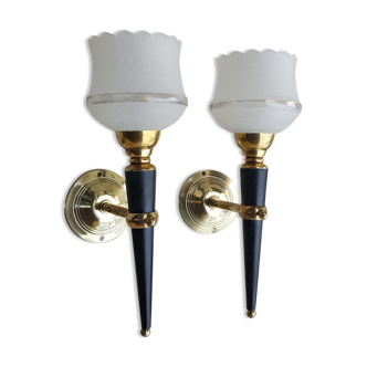 Pair of 60s vintage brass sconces